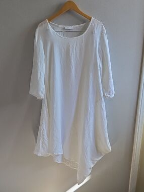 Bryn Walker White Asymmetrical Linen Dress XL